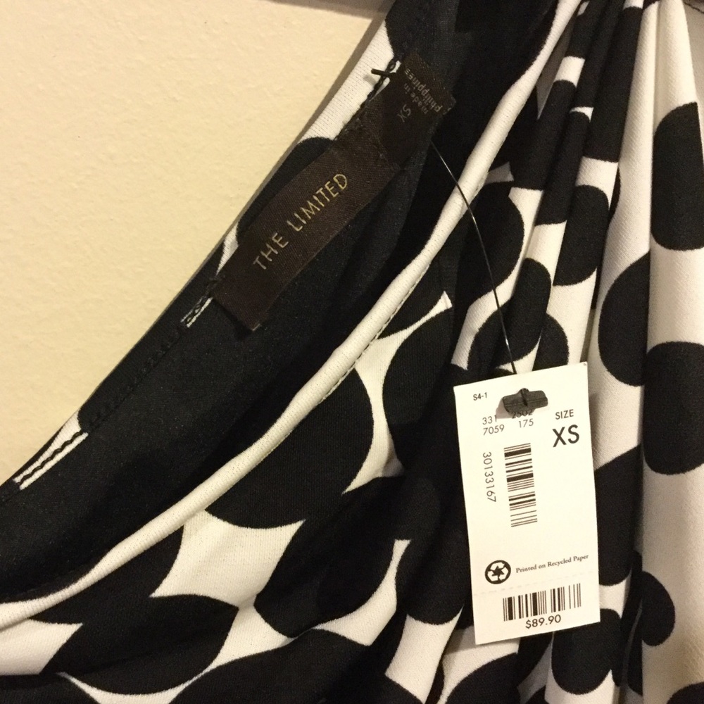 One Shoulder The Limited Black & White Dress - Picture 3 of 5